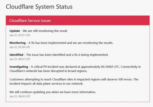 Cloudflare出现宕机：1.1.1.1无法解析域名